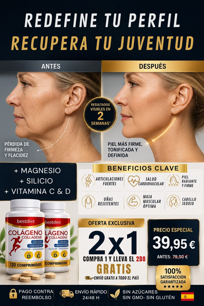 2X1 GRATIS 240 comprimidos de Colágeno Hidrolizado Premium + Guía GRATIS para optimizar los resultados.