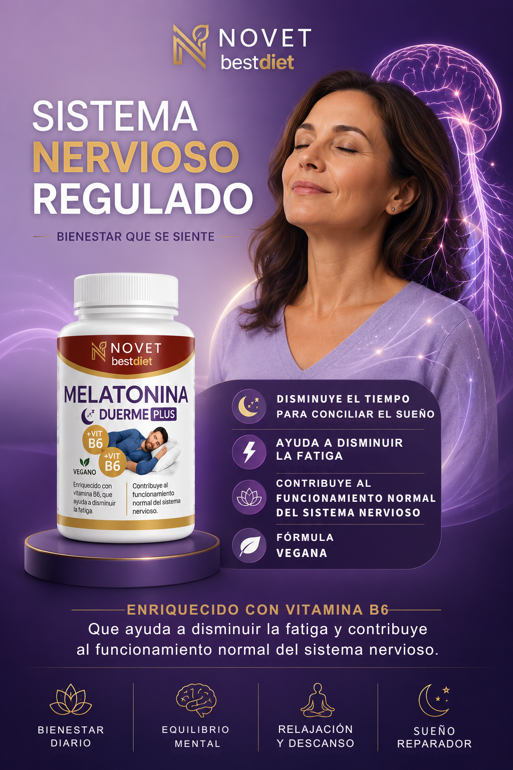 SUP Melatonina Duerme Plus 60 Cápsulas – Sueño Profundo y Reparador