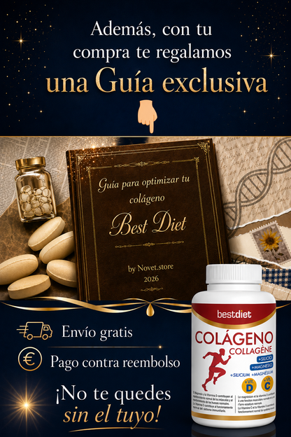 2X1 GRATIS 240 comprimidos de Colágeno Hidrolizado Premium + Guía GRATIS para optimizar los resultados.